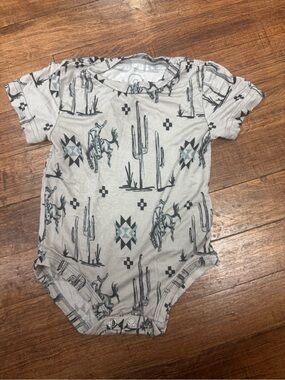 Southwestern Cowboy Print Grey Baby One-Piece Bodysuit